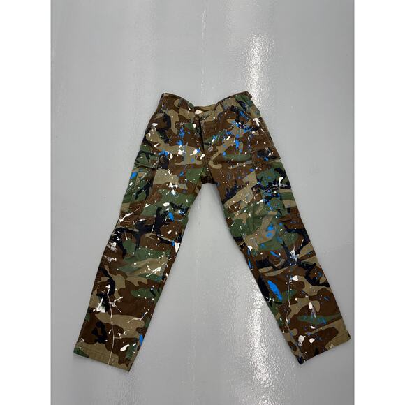 Vintage Camo Pants 31x32 Reworked Paint Splatter Blue White Glitter - Picture 7 of 7